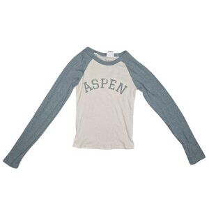 Pink Republic Aspen Graphic Long-Sleeve Raglan Tee Size XS Cotton Blend Womens C